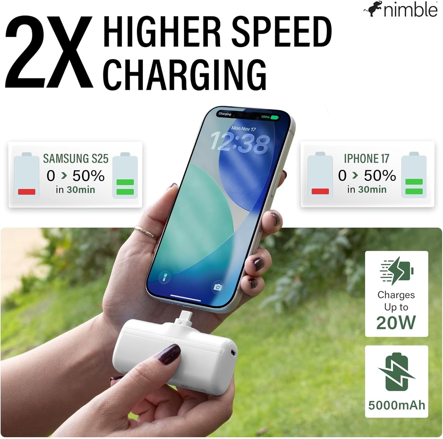 Nimble Bump 5K Portable Charger - Black NB-BN-BPC-3K1C