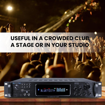 Technical Pro 2500 Watts Digital Hybrid Amplifier, Preamp/Tuner with USB and SD Inputs H2502URBT