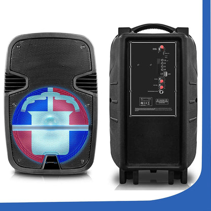 Technical Pro FLAG12DR 12" Rechargeable Bluetooth LED Party Speaker with Dominican Republic Flag