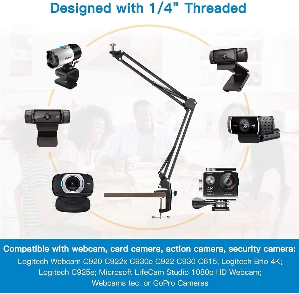 Technical Pro Web Camera Suspension Crane Arm with Base & Desk Clamp WEBCAMARM1