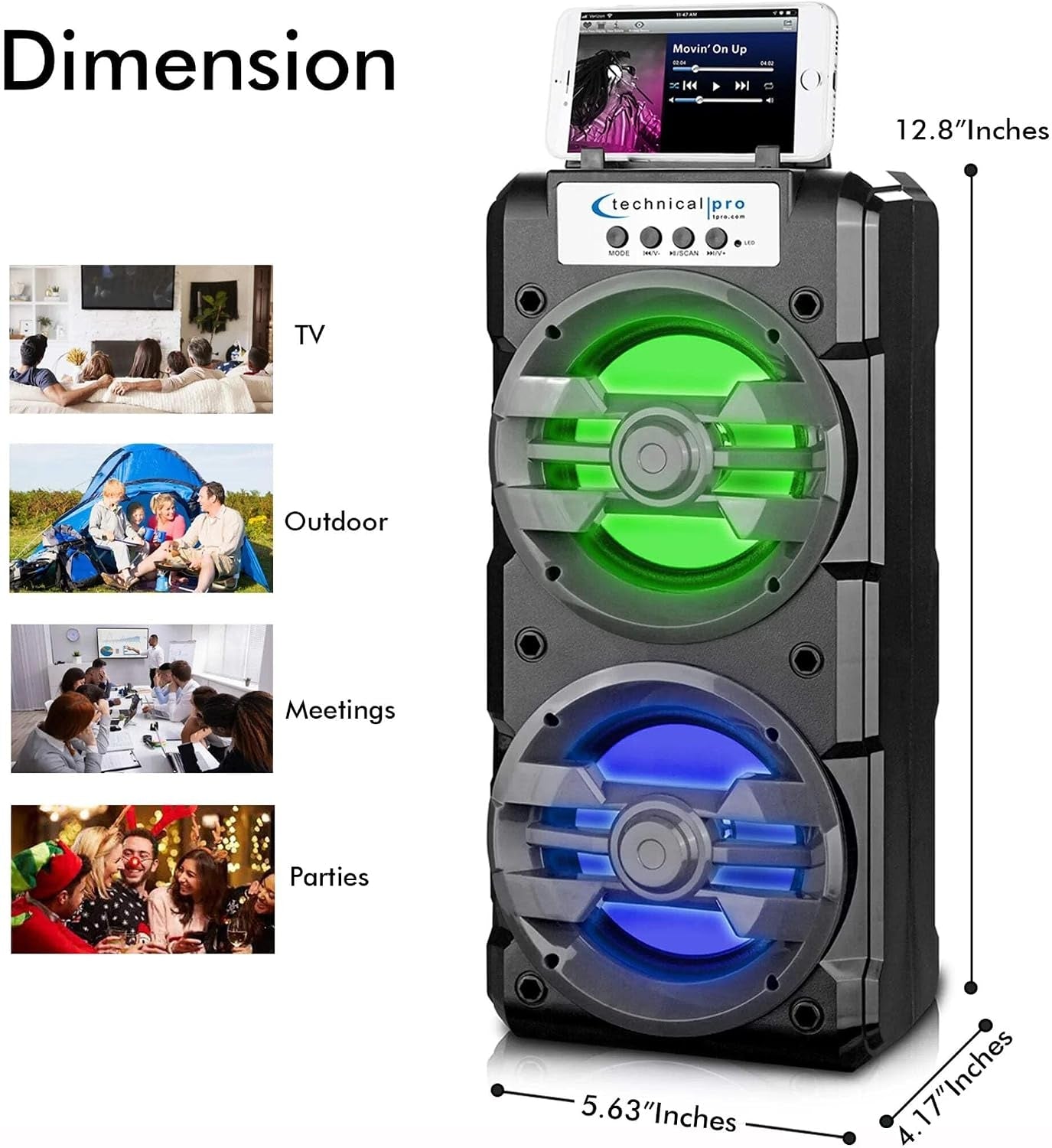 Technical Pro BOOM24 Rechargeable LED Bluetooth Speaker with TWS