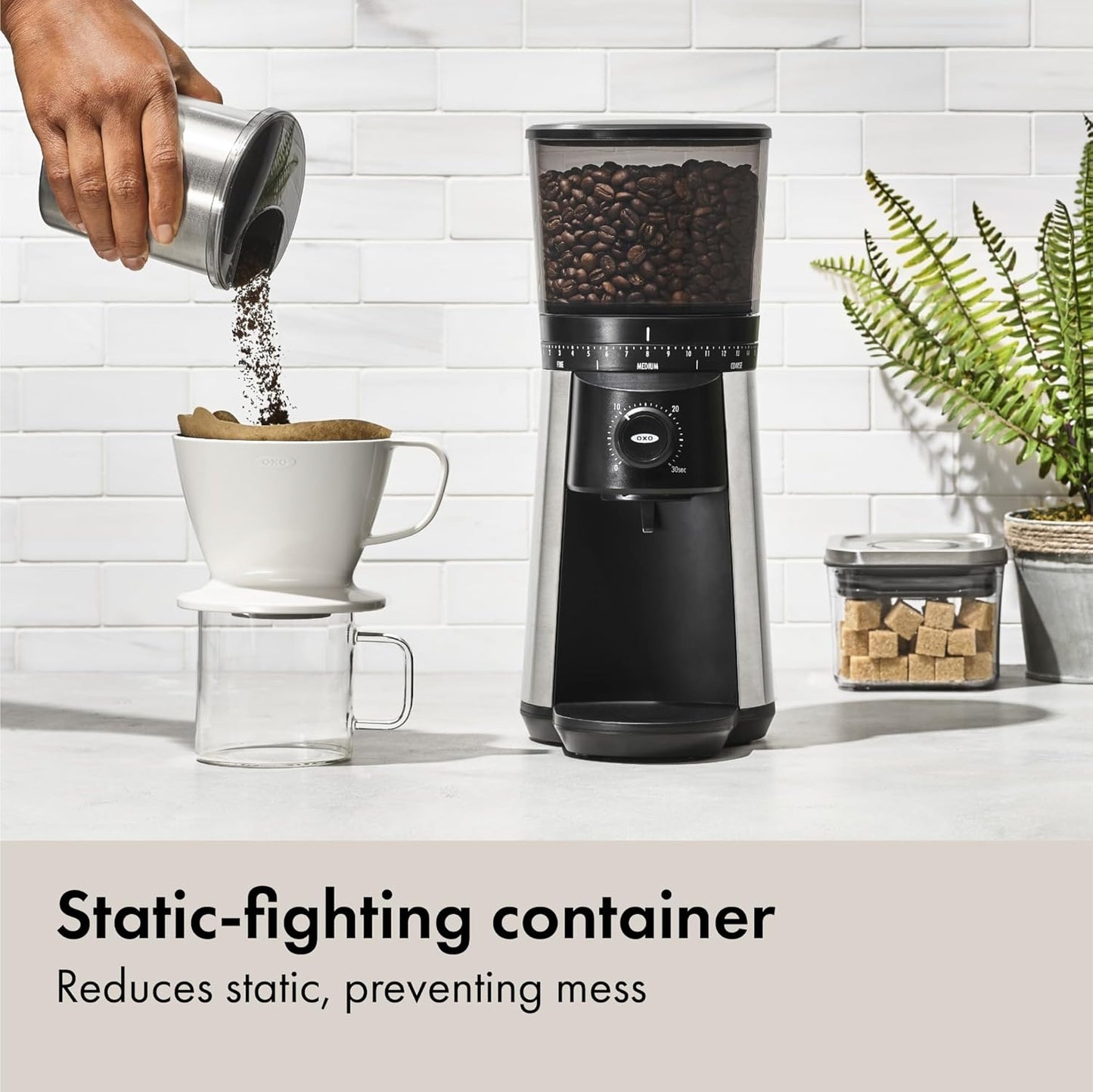 OXO 16 oz. Stainless Steel Conical Coffee Grinder with Adjustable Settings