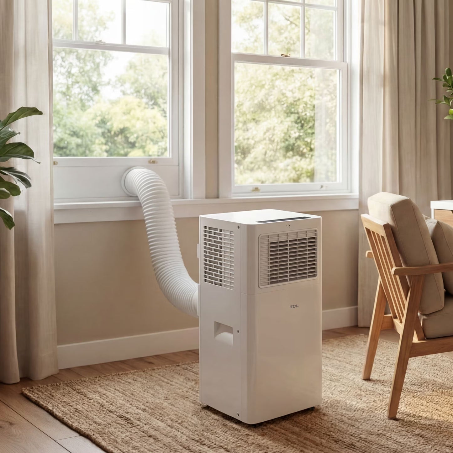 TCL - 250 Sq. Ft. 6,000 BTU Smart Portable Air Conditioner 3-in-1 with AC, Fan & Dehumidifier - White T06PC5S