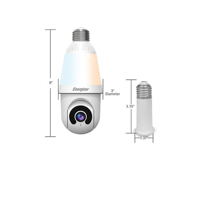 Energizer 1000 Lumens Light Bulb Camera, 2K Outdoor Smart Home Security Camera w/ Auto-Motion