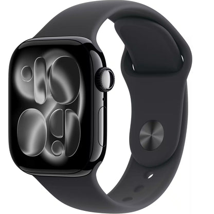 Apple Watch Series 11 (GPS+Cellular) 42mm Aluminum Case with Black Sport Band - S/M - Jet Black MF834LW/A