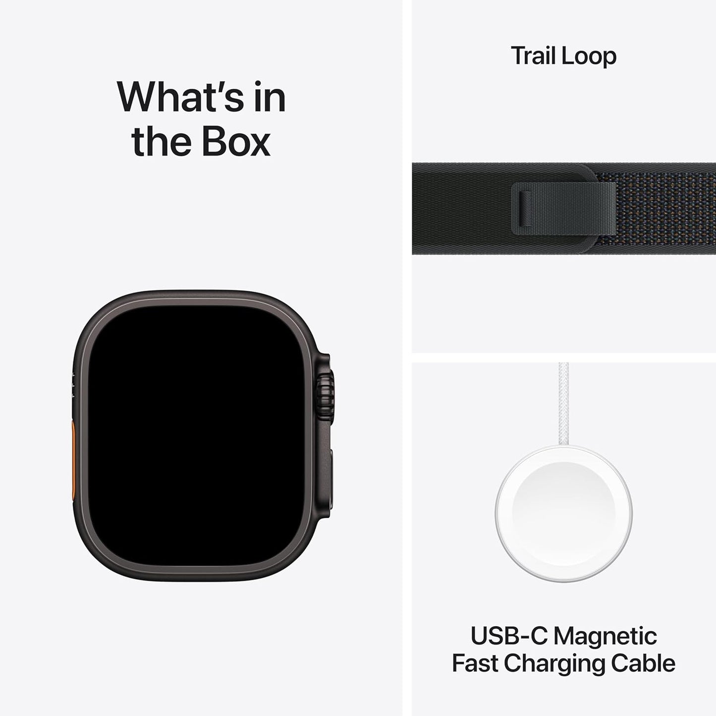 Apple Watch Ultra 2 (GPS+Cellular) 49mm Titanium Case with Black Trail Loop - M/L - Black MX4V3LW/A