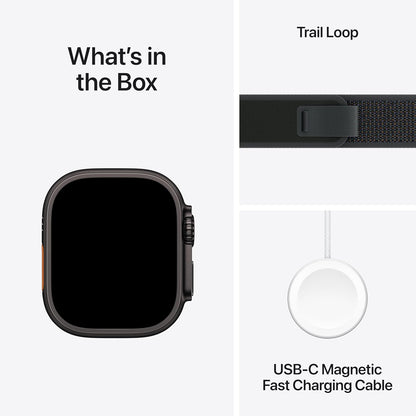 Apple Watch Ultra 2 (GPS+Cellular) 49mm Titanium Case with Black Trail Loop - M/L - Black MX4V3LW/A