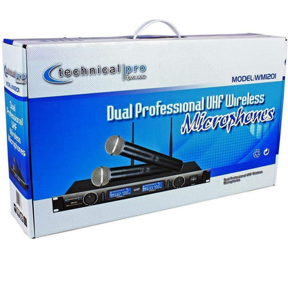 Technical Pro WM1201 Professional 2-Channel UHF Dual Wireless Microphone System