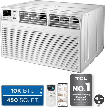 TCL 10,000 BTU Smart Through-the-Wall Air Conditioner and Heater, 230V WIFI H10T9XH-A1