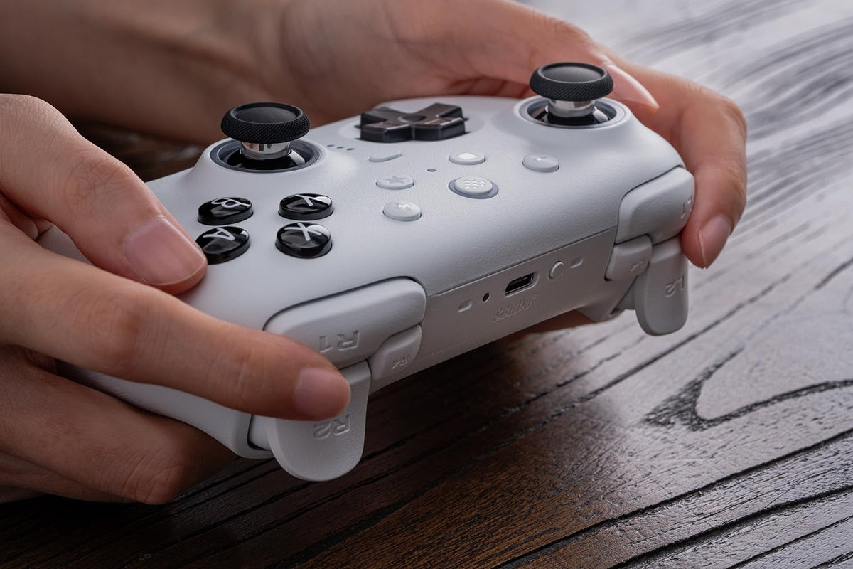 8BitDo Ultimate 2 Bluetooth Controller, Hall Effect Triggers with Charging Dock - White
