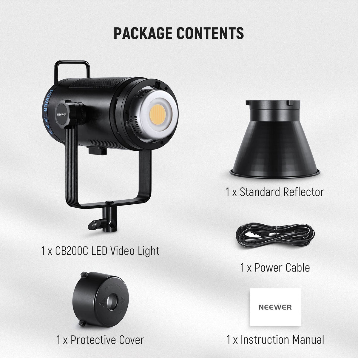 NEEWER CB200C 200W RGBWW COB LED Video Light, APP/2.4G 360° Color 2500K-7500K
