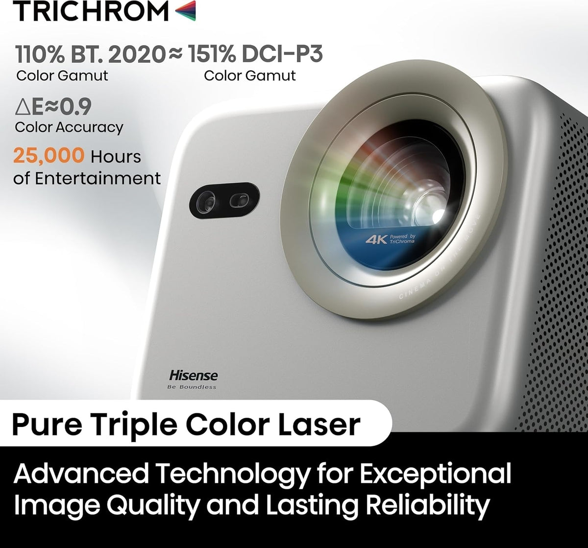 Hisense M2 Pro 1300-Lumen UHD 4K, 65” - 200”, Triple Laser Smart Projector M2PRO