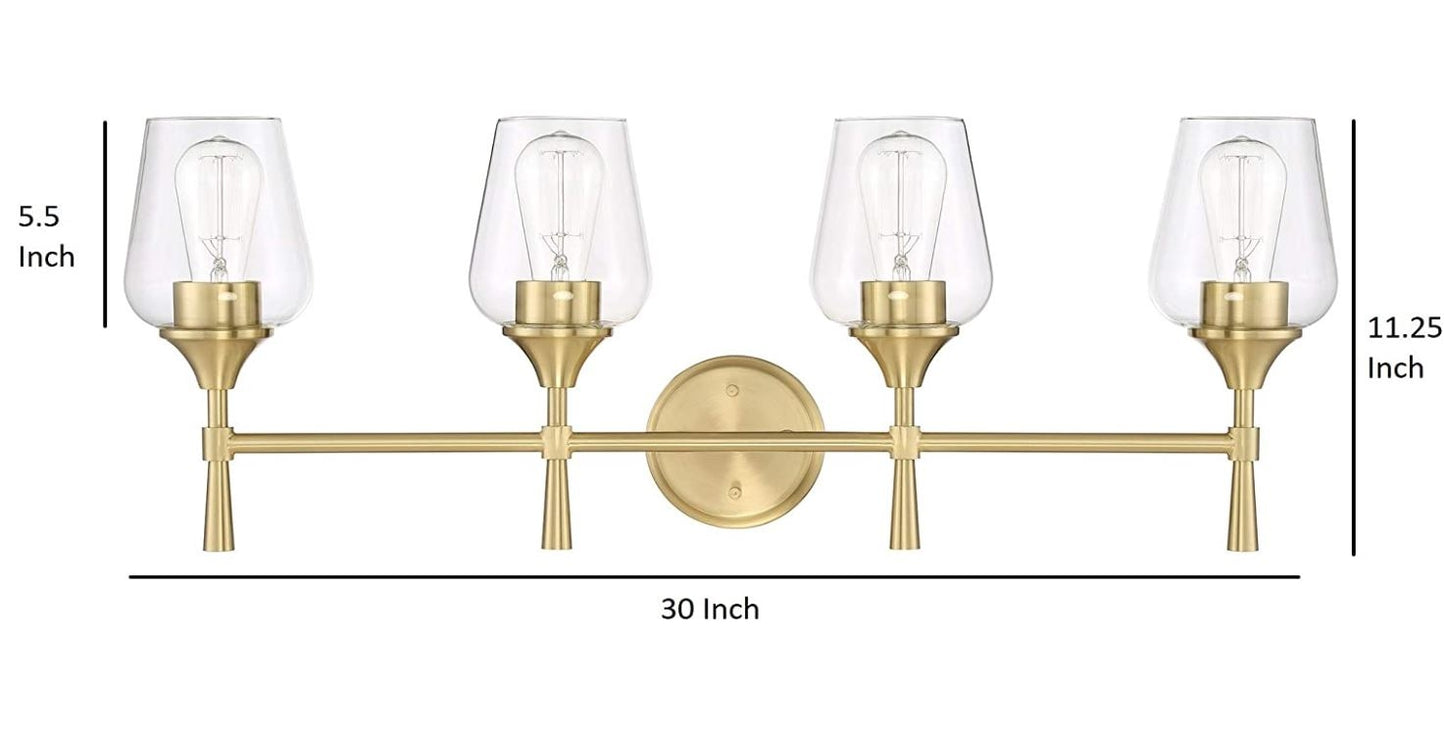 Sunset Lighting F27014-18 Four Light Stella Vanity - Clear Glass - with Champagne Gold Finish