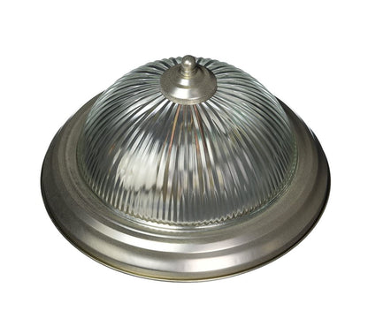 Sunset Lighting 2-Light 12" Flush Mount Clear Prismatic Glass, Dimmable Satin Nickel Finish - F7500-53