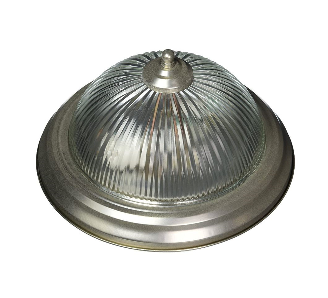 Sunset Lighting 2-Light 12" Flush Mount Clear Prismatic Glass, Dimmable Satin Nickel Finish - F7500-53