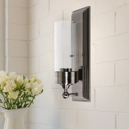 Sunset Lighting F17101-57 Esquire One Light Sconce - Clear Glass, Dimmable - With Antique Gunmetal