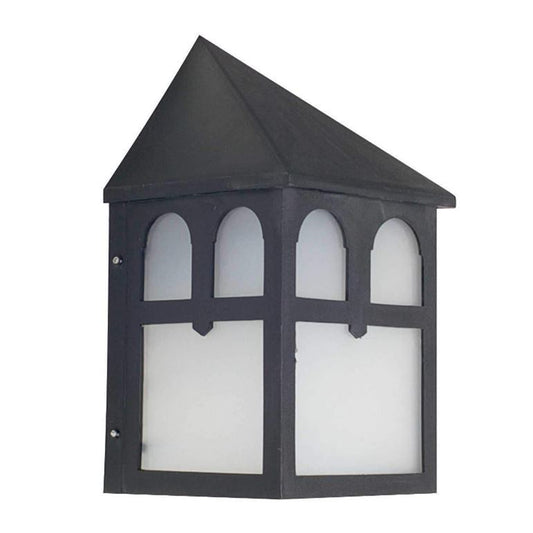 Sunset Lighting 1-Light 9-1/2" Outdoor Flush Mount, Black Finish w/ Frosted Glass F4345-31