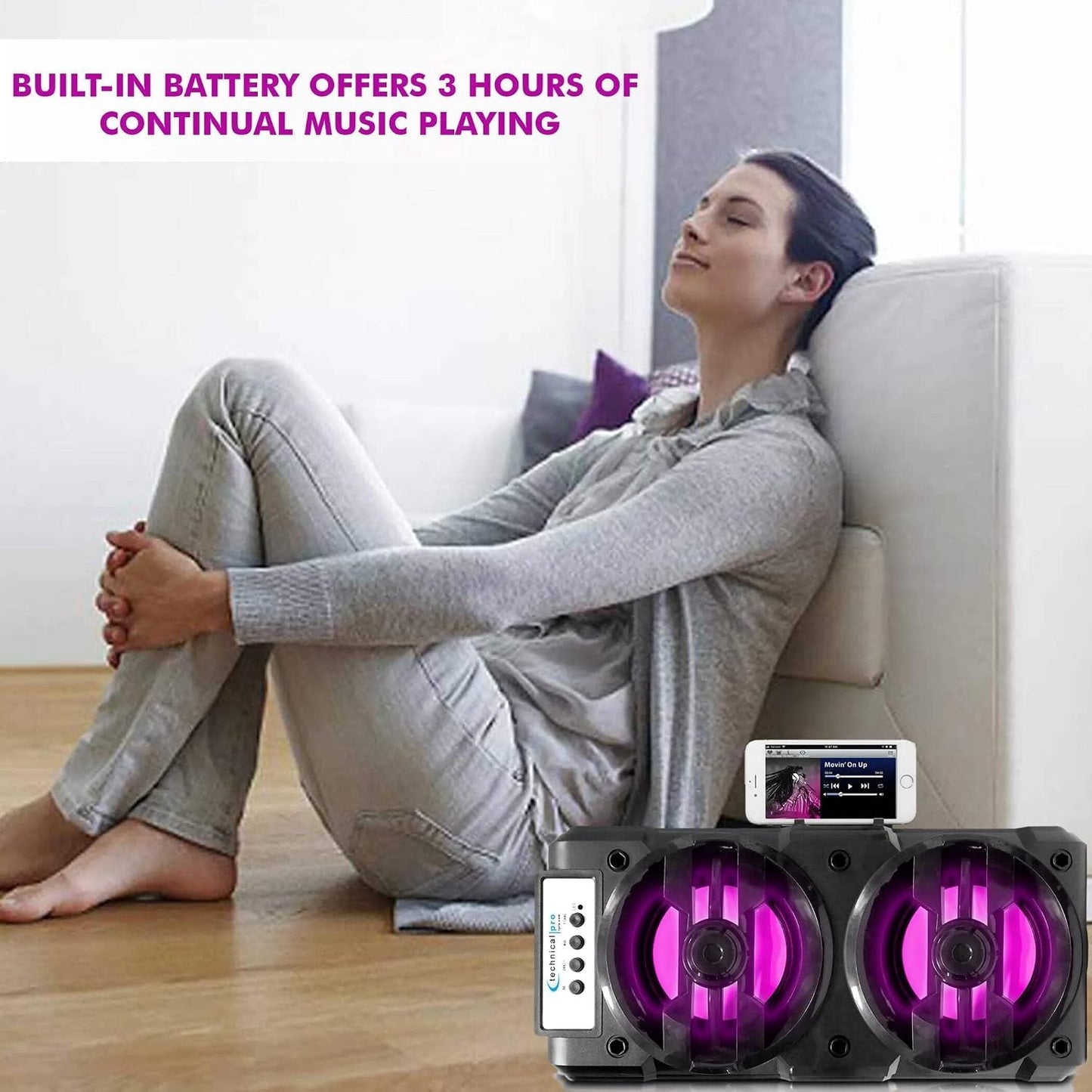 Technical Pro BOOM24 Rechargeable LED Bluetooth Speaker with TWS