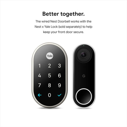 Google Nest Doorbell (Wired) Smart Wi-Fi Video Doorbell - Black NC5100US