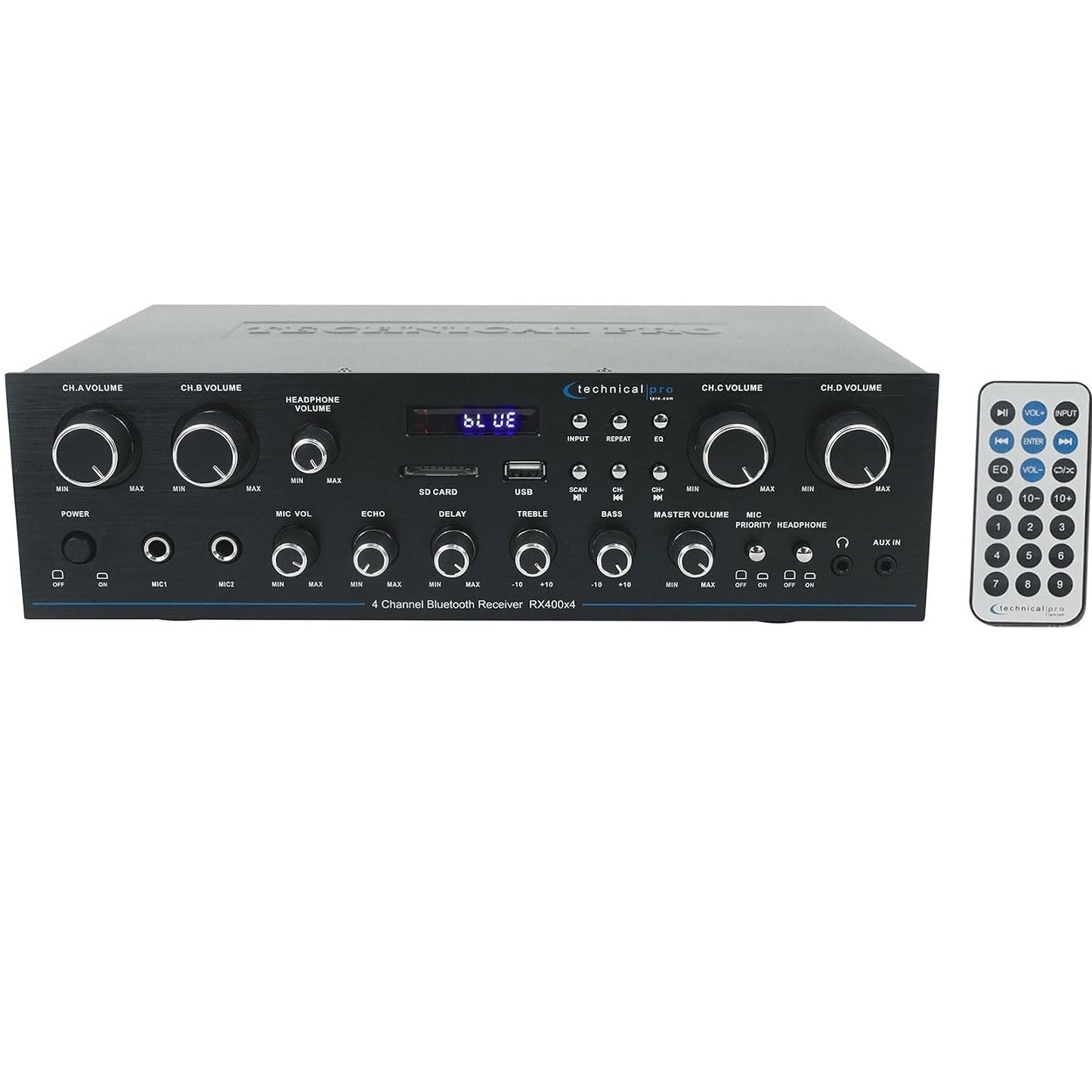 Technical Pro RX400X4 1600W 4-Channel Bluetooth Home Audio Receiver