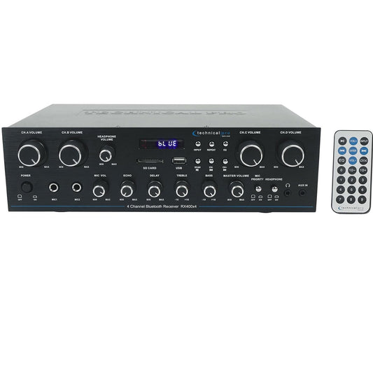 Technical Pro RX400X4 1600W 4-Channel Bluetooth Home Audio Receiver