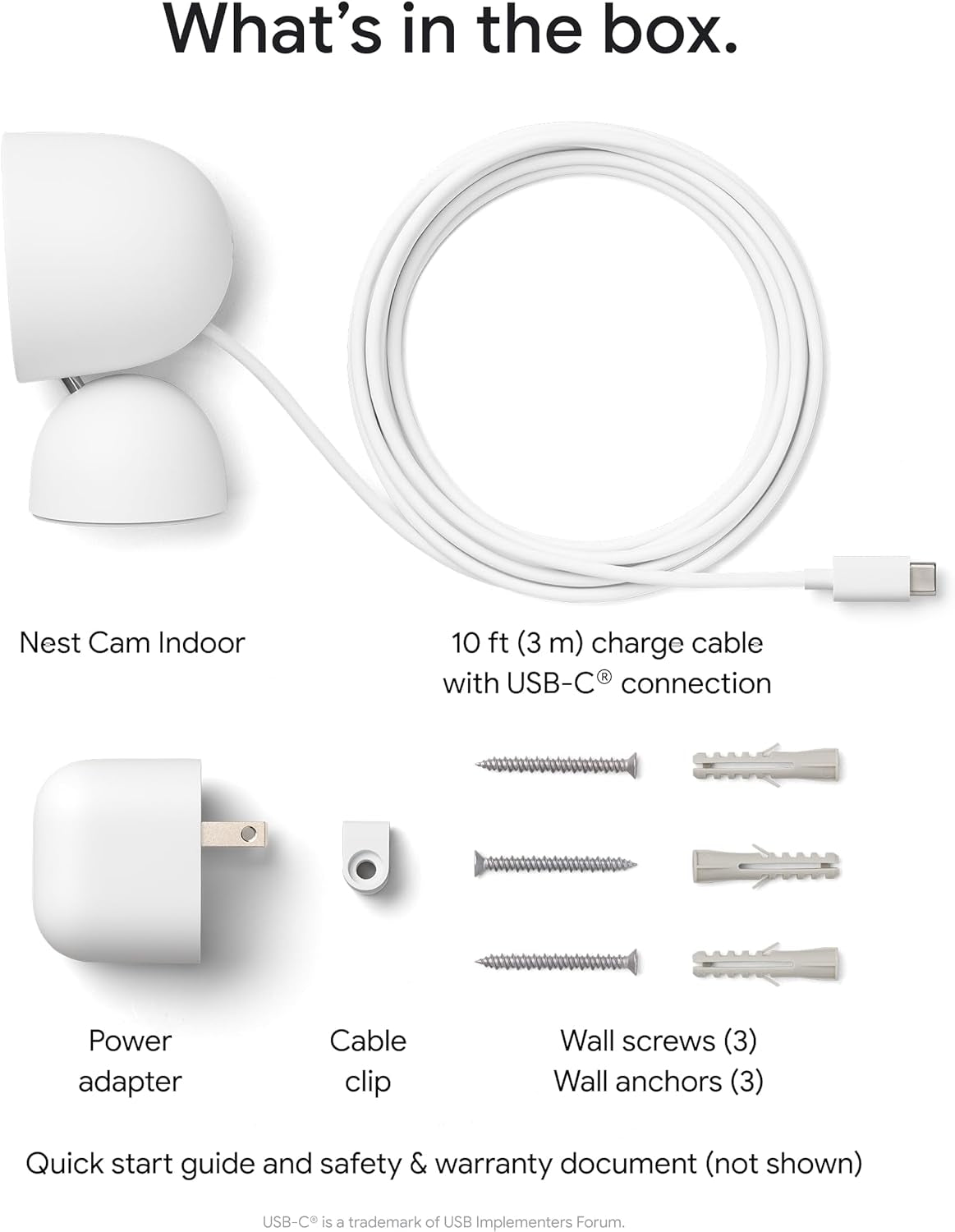 Google Nest Indoor Smart Security Camera (Wired, 3rd Gen) - Snow GA09973-US