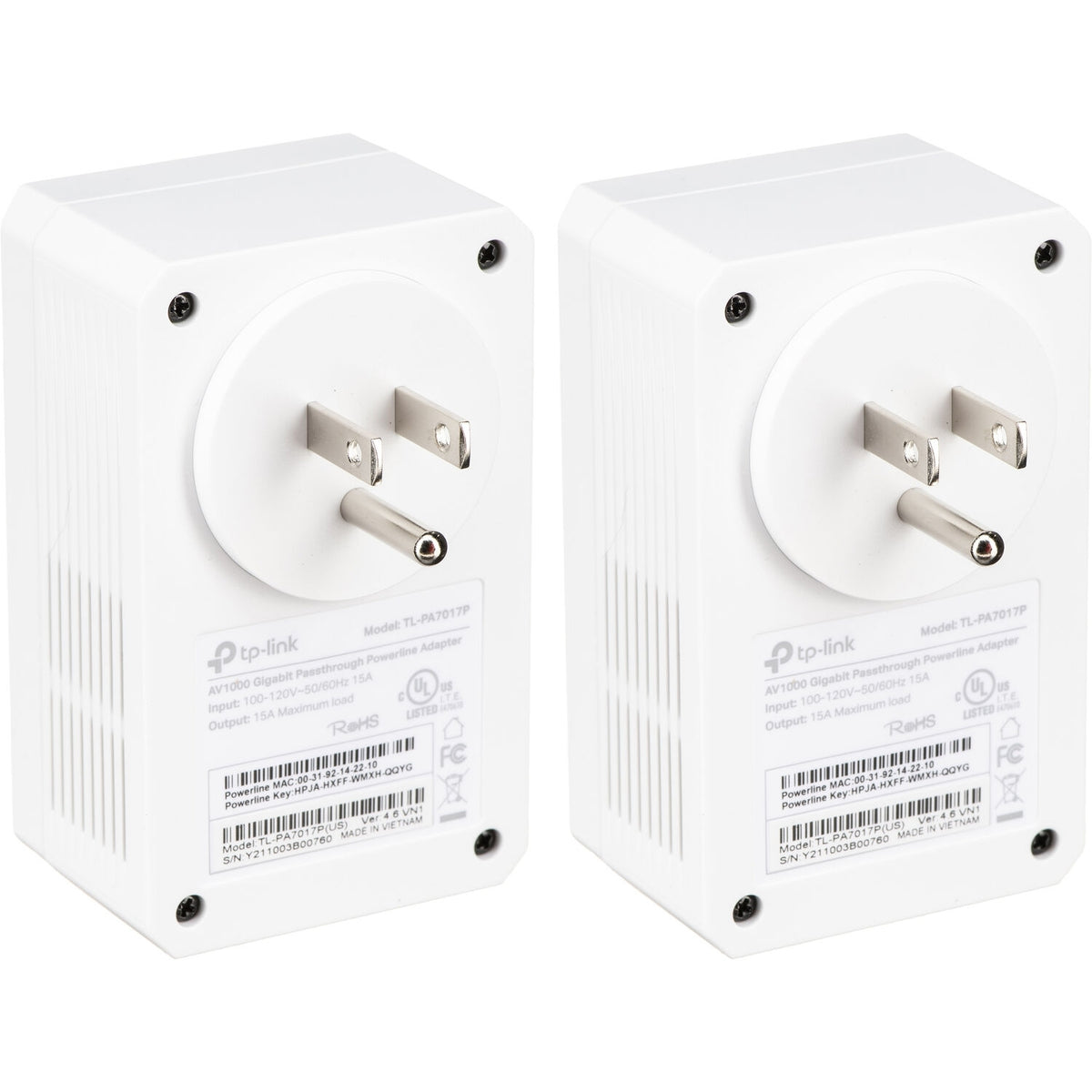 TP-Link TL-PA7017P AV1000 Gigabit Passthrough Powerline Starter Kit (US)