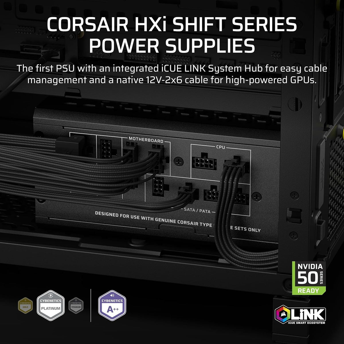 CORSAIR HX1200i Shift Fully Modular ATX Power Supply – Built-in iCUE Link System Hub CP-9020267-NA