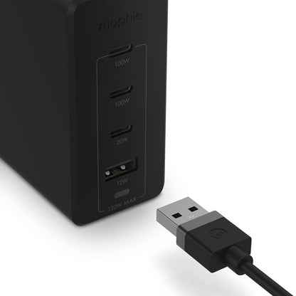 mophie Speedport 120W GaN 4-Port USB-C/USB-A Wall Charger Black 409909308