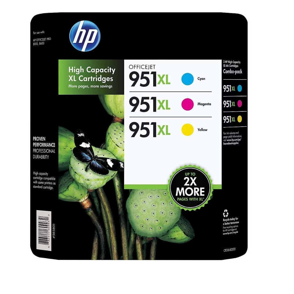 HP 3 X Genuine CR318BN 951XL Combo 3-Color - 1 Cyan XL/ 1 Magenta/ 1 Yellow