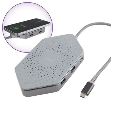 Philips Elite Plus USB-C Docking Station with Qi Wireless Charging Gray SWL9323GR37-T1