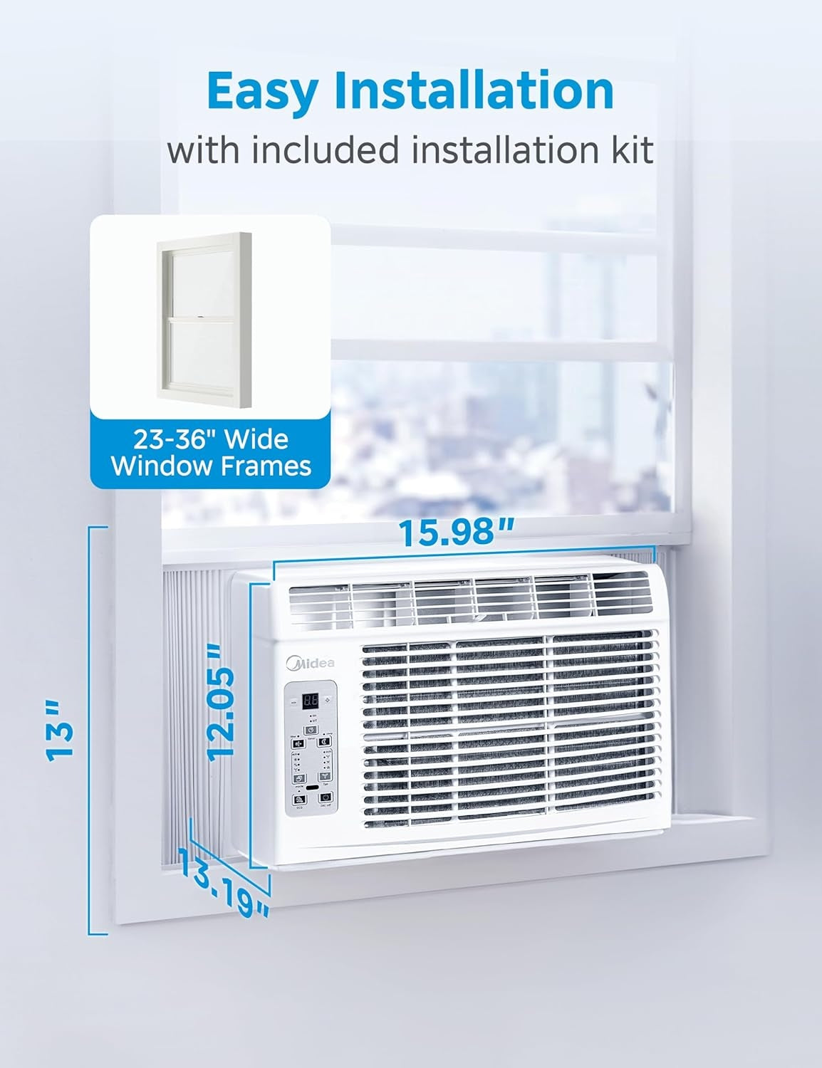 Midea 5,000 BTU Window Air Conditioner, Cools up to 150 Sq. Ft., Remote MAW05R1BWT-A