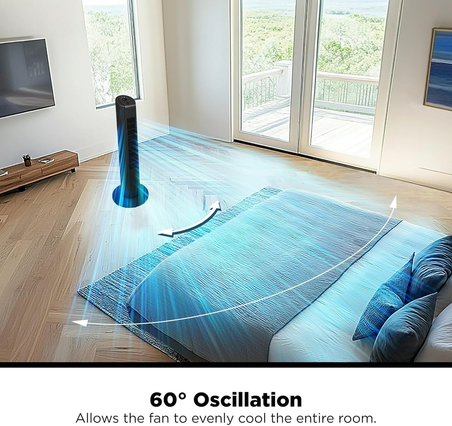 Mainstays 28" Tall 3-Speed Oscillating Tower Fan Black MSWMT24MB