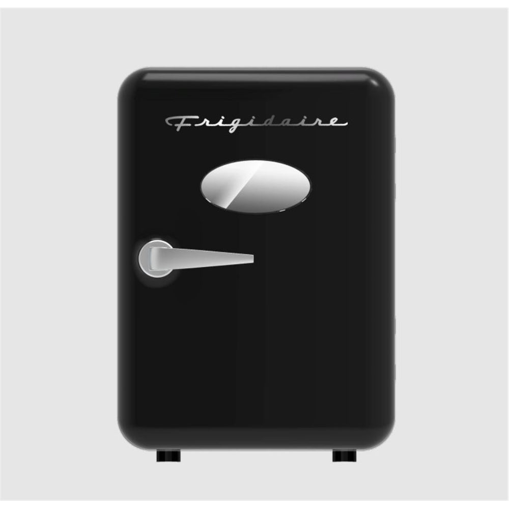 Frigidaire Portable Retro 6-Cans/4L Mini Fridge Black EFMIS137-BLACK, Includes 110V home power cord & 12V DC car adapter