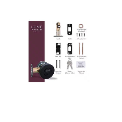Round Matte Black Single Cylinder Deadbolt Featuring Dual Keyway DD1X91PXJ