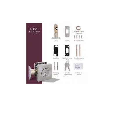 Square Satin Nickel Single Cylinder Deadbolt Featuring Dual Keyway DD2X21PXJ