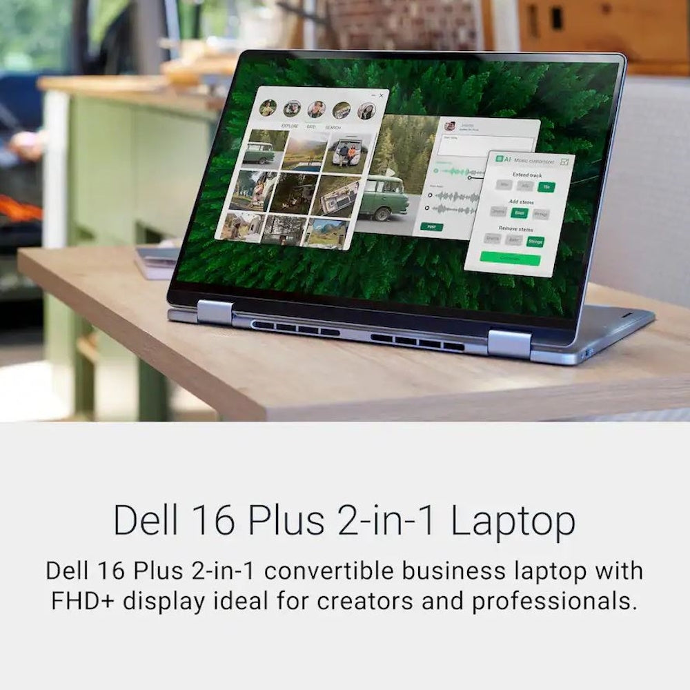 Dell Plus 16" 2K 2-in-1 Touchscreen Laptop Intel Core Ultra 7 256V 16GB 1TB Blue, 1x Thunderbolt 4, Wi-Fi 7, Bluetooth 5.4