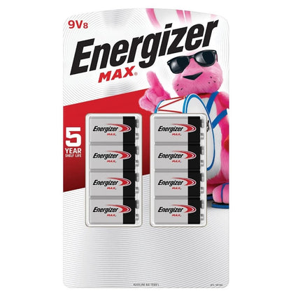 Energizer MAX Alkaline 9 Volt Batteries, 8-Pack 522TP2-4