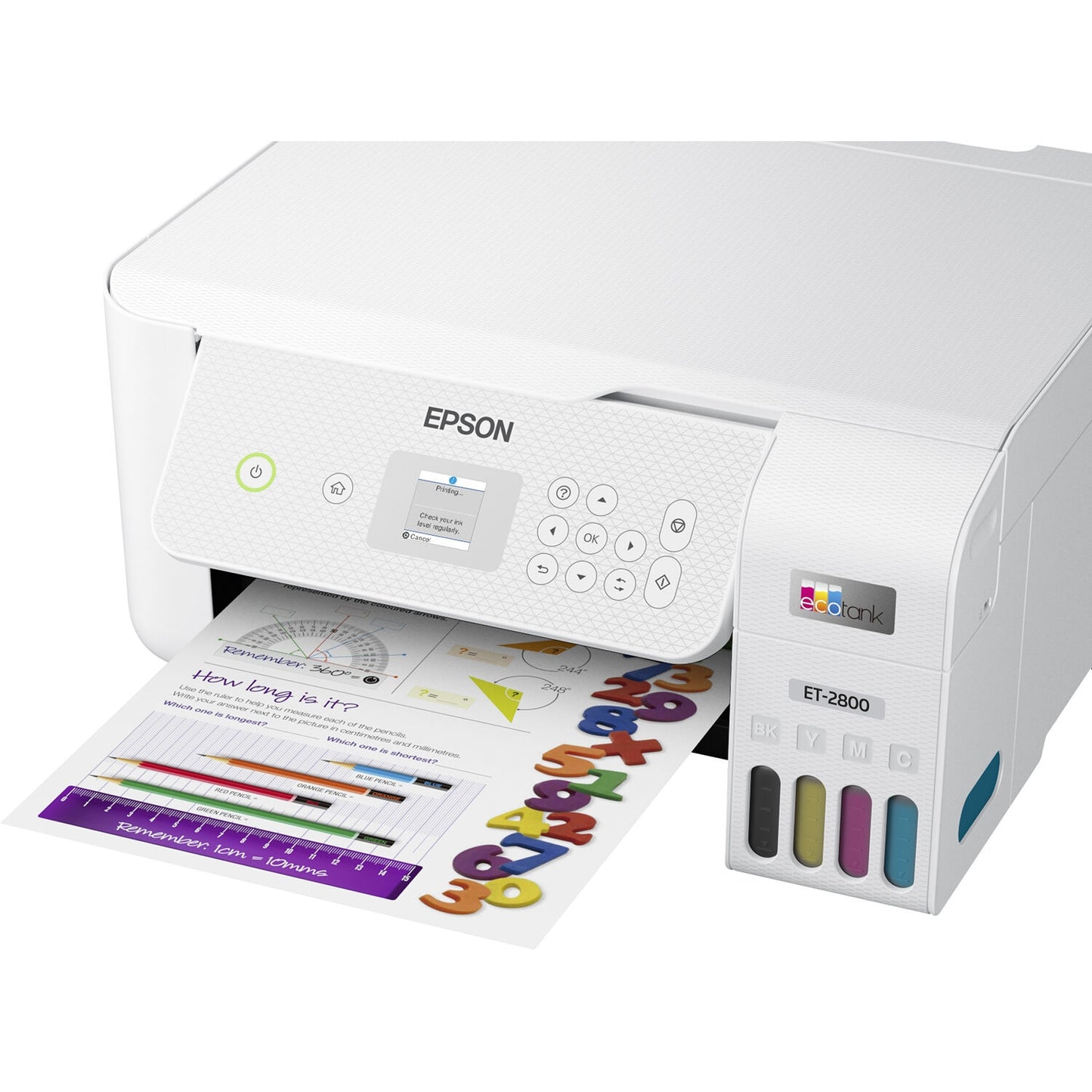 Epson EcoTank ET-2800 Wireless Color All-in-One Cartridge-Free Supertank Printer White C11CJ66202