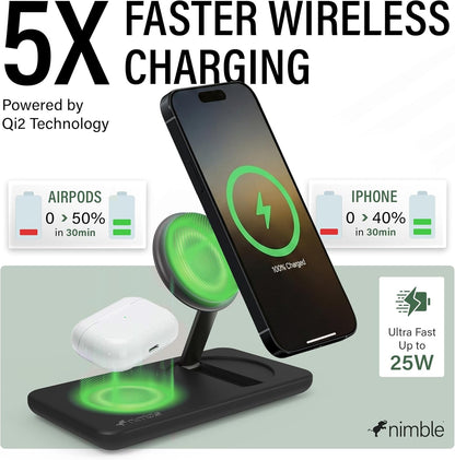 Nimble Podium 2-in-1 Wireless Charging Station for iPhone & Airpods NB-WP-2N1TRY