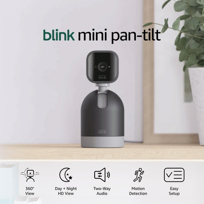 Blink Mini Pan-Tilt Camera Rotating Indoor Plug-in Smart Security Camera, Two-way Audio, HD Video, Motion Detection, Black