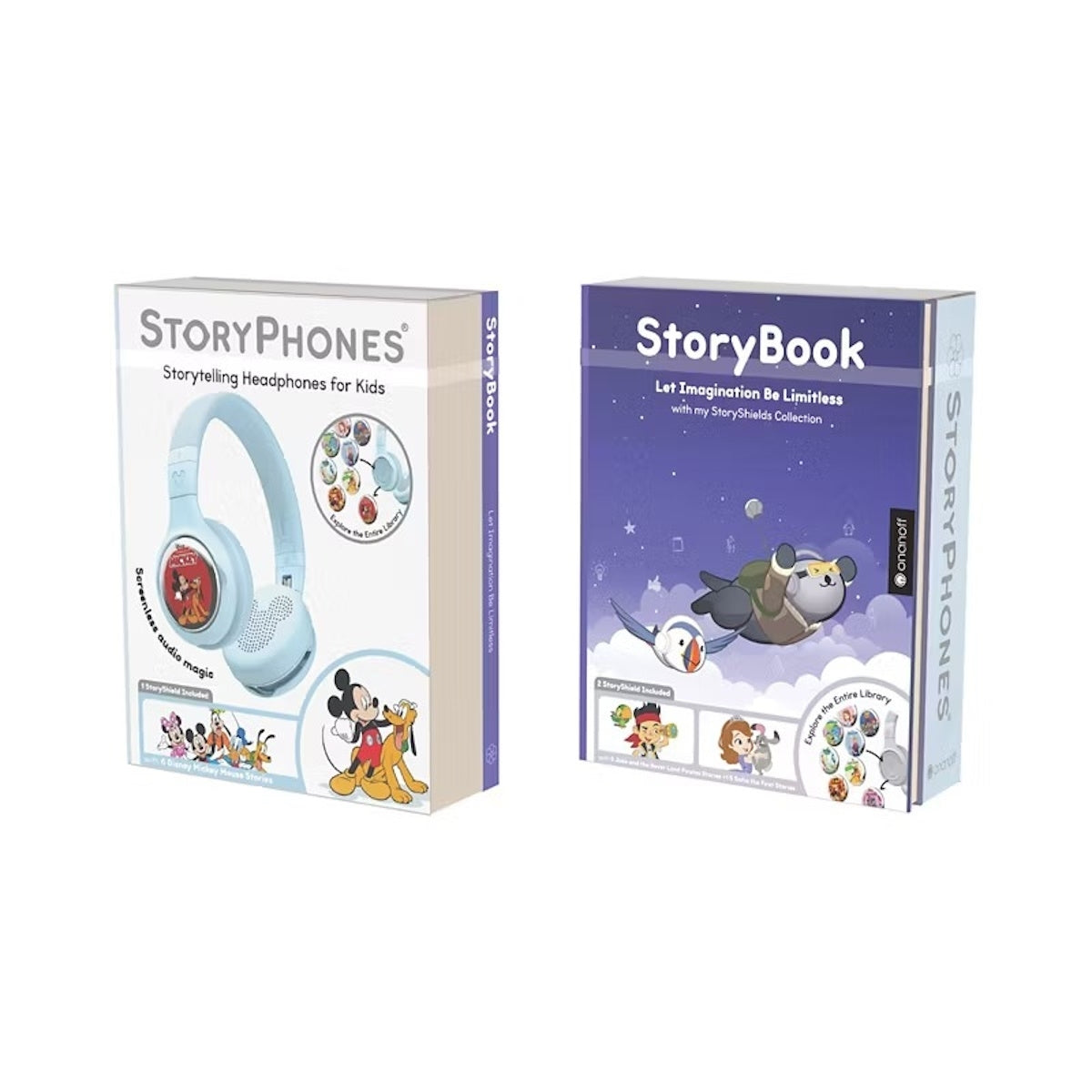 ONANOFF - StoryPhones Bluetooth Kids Folding On-Ear Storytelling Headphones with Mic, 20-Hour Play Time Bundle - Blue