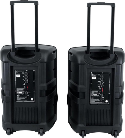 Technical Pro Rechargeable CLUB15 15" Bluetooth DJ Light Speaker Package with Tripod & Microphone LIT15PKG