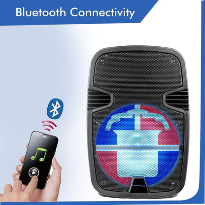 Technical Pro FLAG12DR 12" Rechargeable Bluetooth LED Party Speaker with Dominican Republic Flag