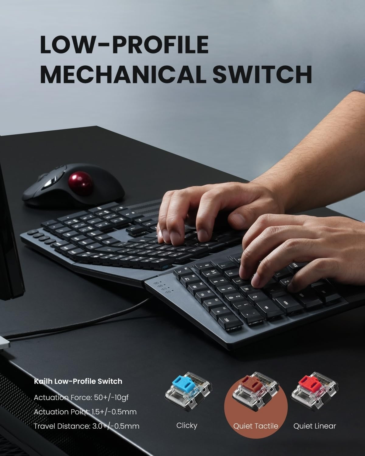 Perixx PERIBOARD-535BR Wired Ergonomic Mechanical Keyboard