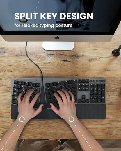 Perixx PERIBOARD-535BR Wired Ergonomic Mechanical Keyboard