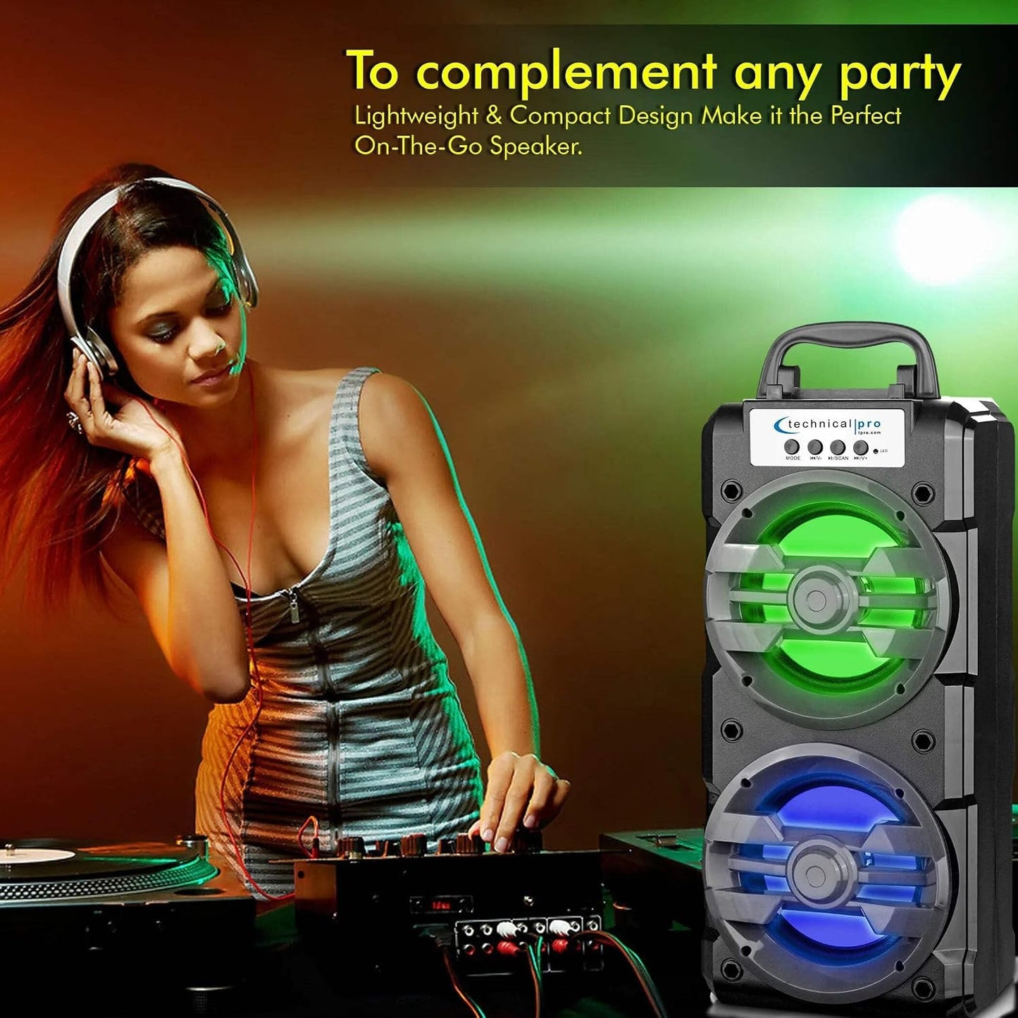 Technical Pro BOOM24 Rechargeable LED Bluetooth Speaker with TWS