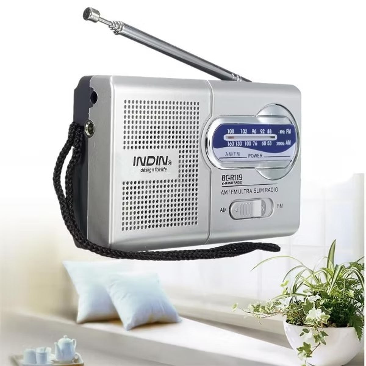 BC-R119 Mini Radio,Portable AM FM Telescopic Antenna Pocket Radio World Receiver Speaker Battery Operated, Silver