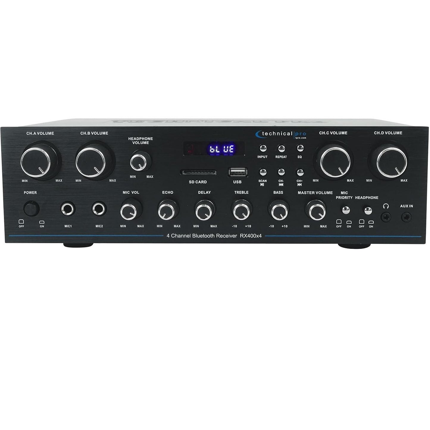 Technical Pro RX400X4 1600W 4-Channel Bluetooth Home Audio Receiver