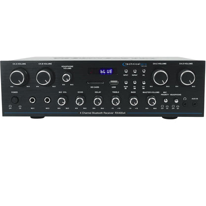Technical Pro RX400X4 1600W 4-Channel Bluetooth Home Audio Receiver